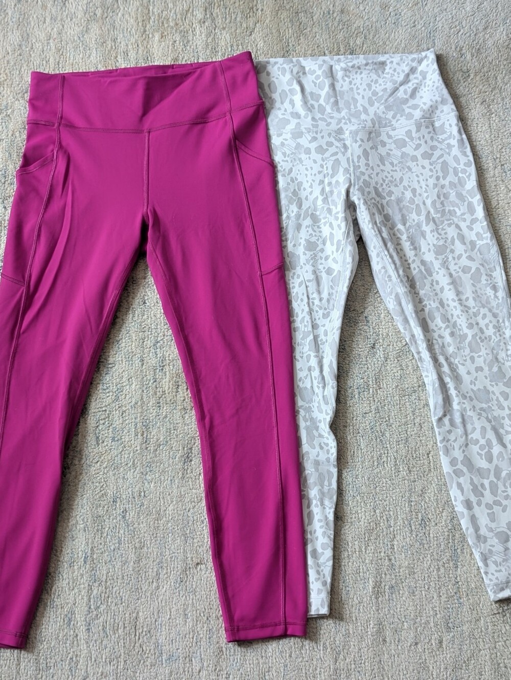 2 Pairs lululemon athletica women's Magenta & Light Gray Patterned Leggings